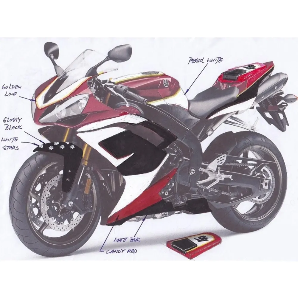 2007-2008 Yamaha YZF 1000 R1 Injeksjon Fairing Kit Bodywork Plastic ABS #114 Amotopart
