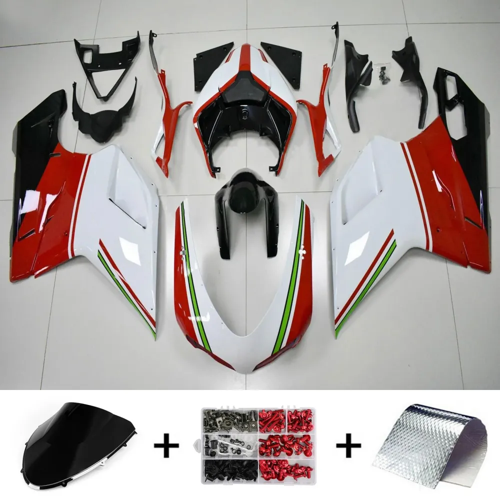2007-2011 Ducati 1098 1198 848 Red White Fairing Kit Amotopart