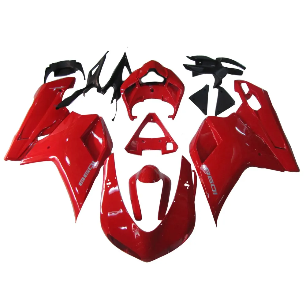 2007-2011 Ducati 1098 Red White Fairing Kit Amotopart
