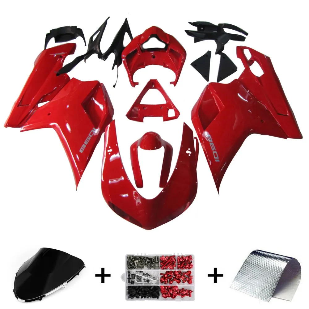 2007-2011 Ducati 1098 Red White Fairing Kit Amotopart