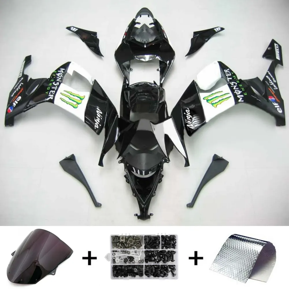 2008-2010 Kawasaki ZX10R Amotopart Injeksjon Fairing Kit Bodywork Plast Abs #101