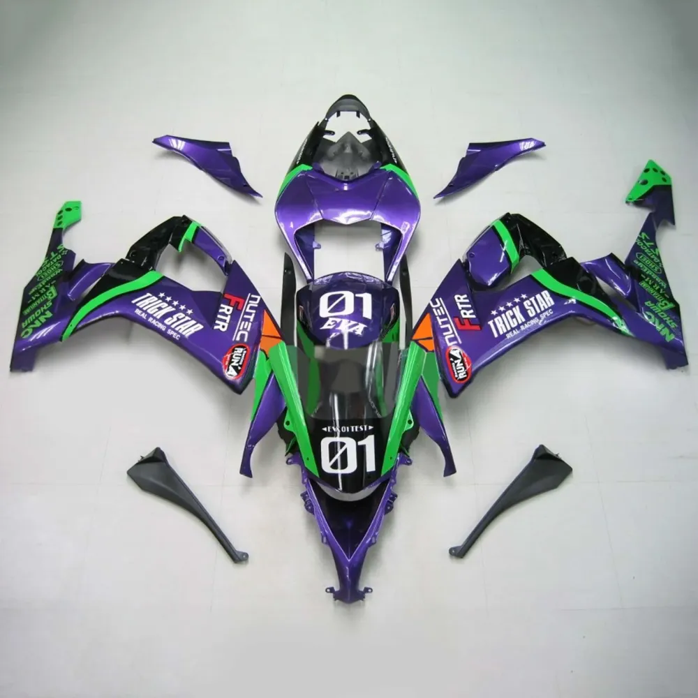 2008-2010 Kawasaki ZX10R Amotopart Injeksjon Fairing Kit Bodywork Plast Abs #115