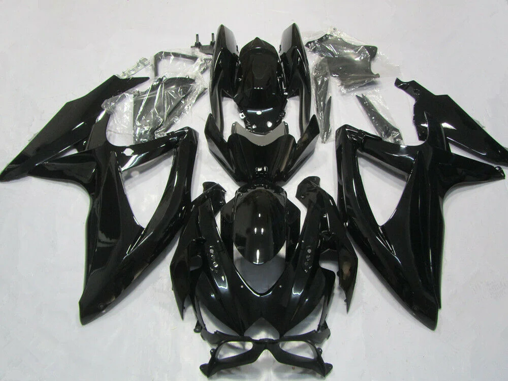 2008-2010 Suzuki GSXR600 750 Fairing Glossy Black Fairing Kit Amotopart