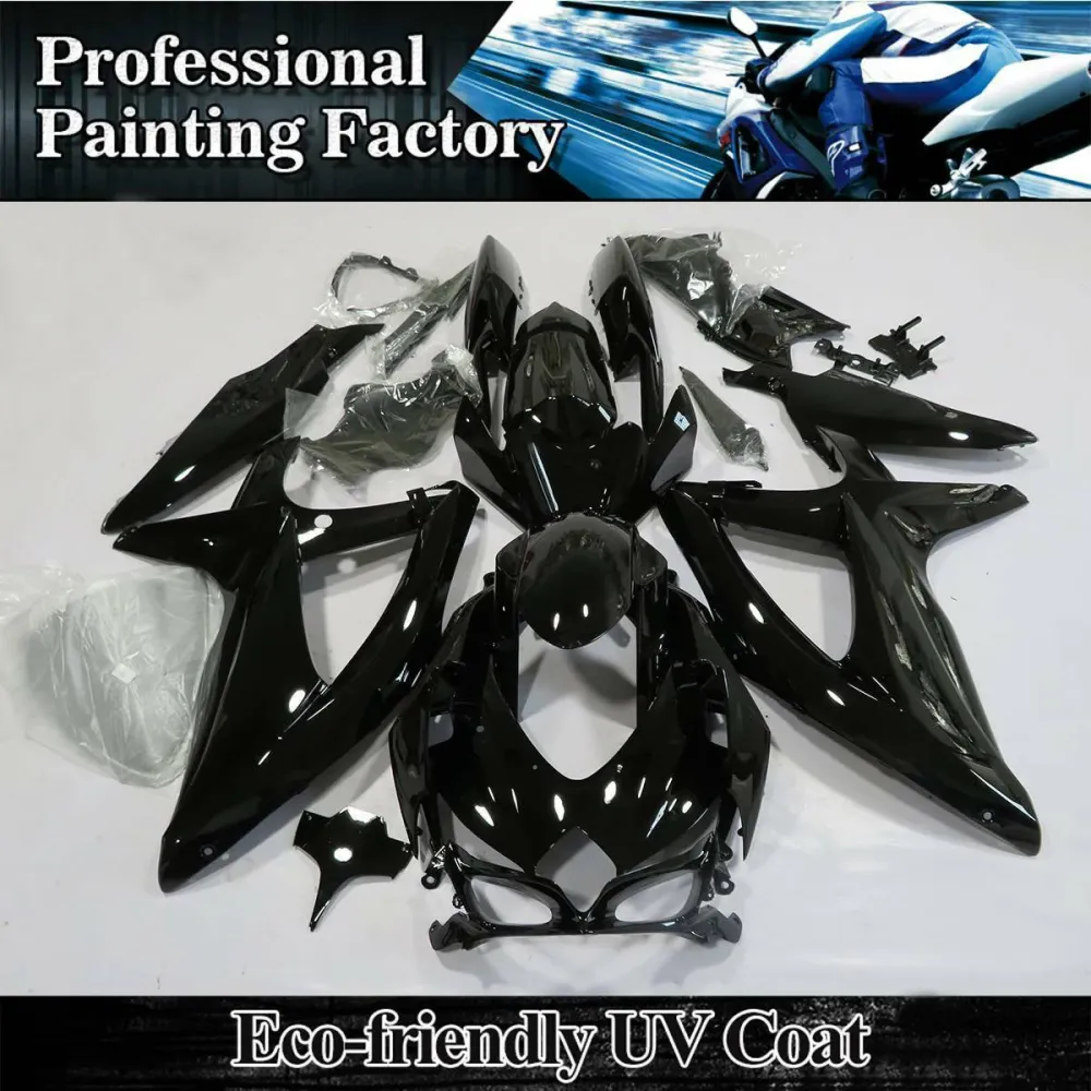 2008-2010 Suzuki GSXR600 750 Fairing Glossy Black Fairing Kit Amotopart