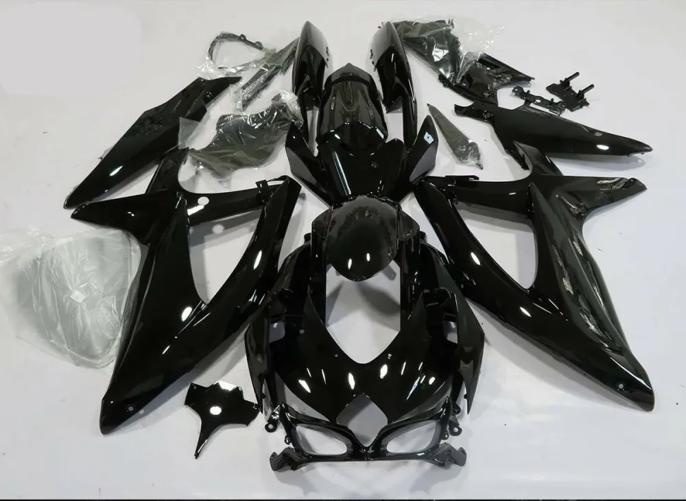 2008-2010 Suzuki GSXR600 750 Fairing Glossy Black Fairing Kit Amotopart