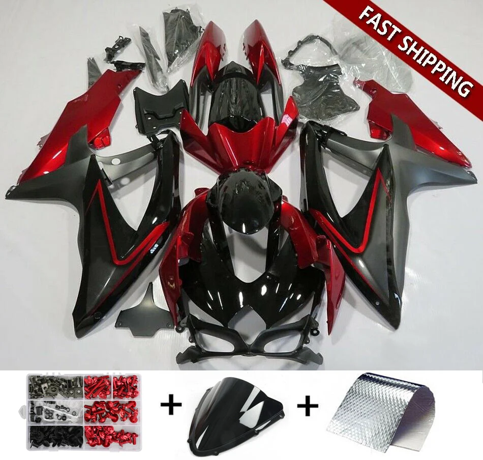 2008-2010 Suzuki GSXR600/750 Fairing Matt Red Kit Amotopart