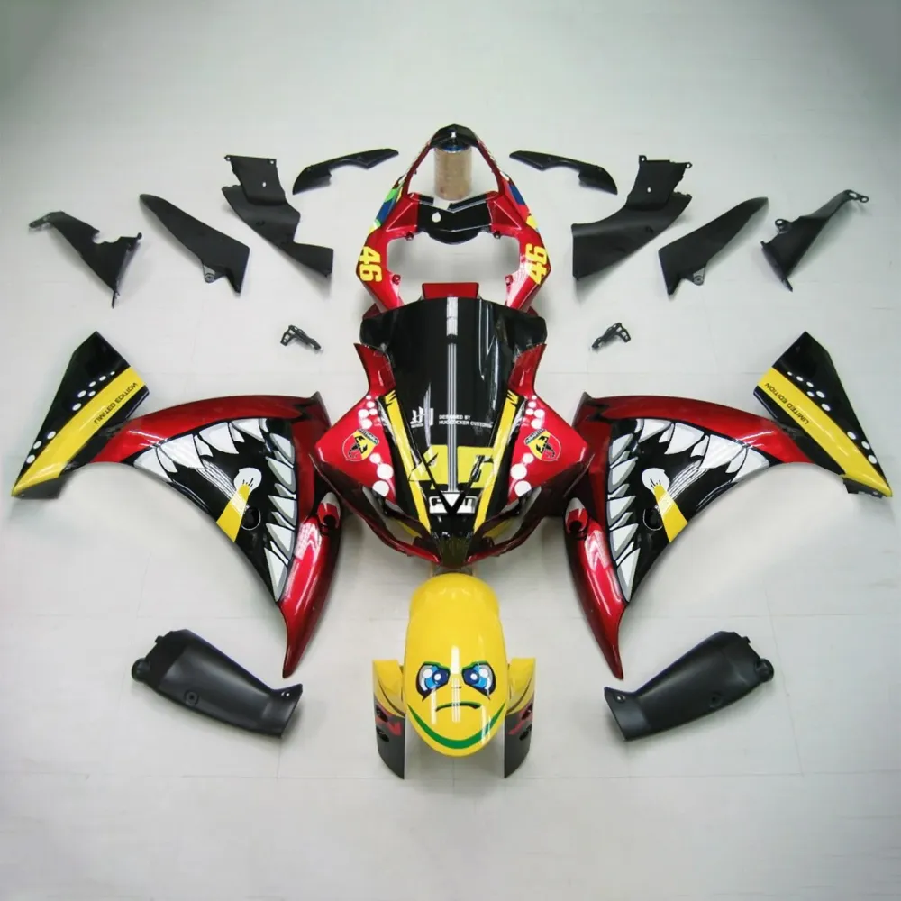 2012-2014 Yamaha YZF 1000 R1 Injeksjon Fairing Kit Bodywork Plastic ABS #128 Amotopart