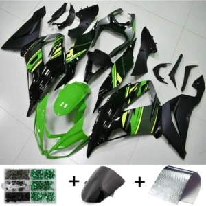 2013-2018 Kawasaki ZX6R Green Black Fairing Kit Amotopart