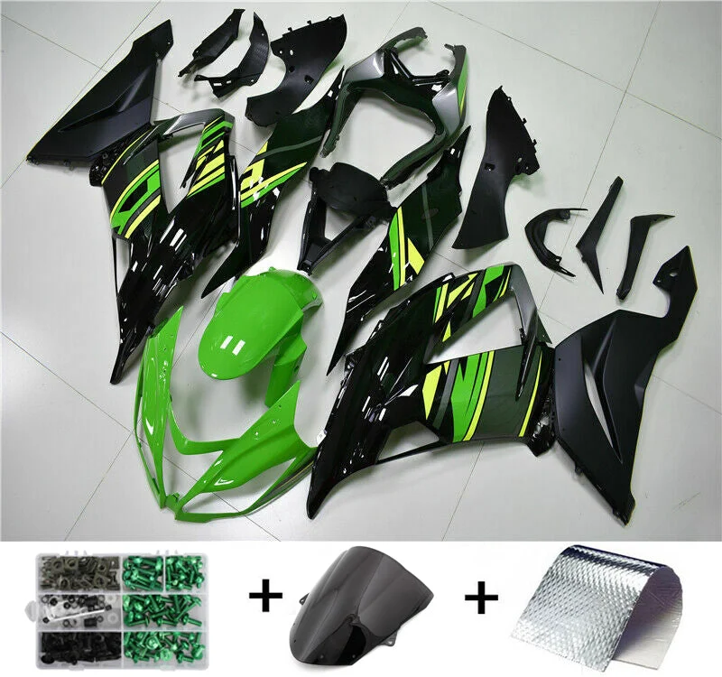 2013-2018 Kawasaki ZX6R Green Black Fairing Kit Amotopart