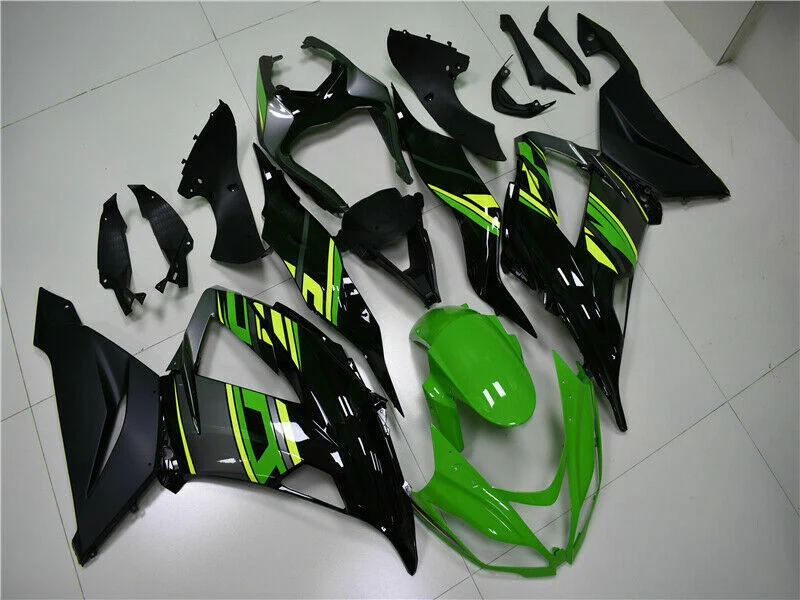 2013-2018 Kawasaki ZX6R Green Black Fairing Kit Amotopart