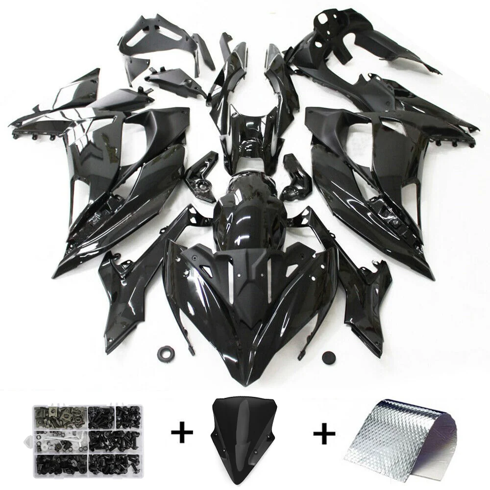 2017-2019 Kawasaki Ninja 650 EX650 Amotopart Injeksjon Fairing Kit Gloss Black Plastic