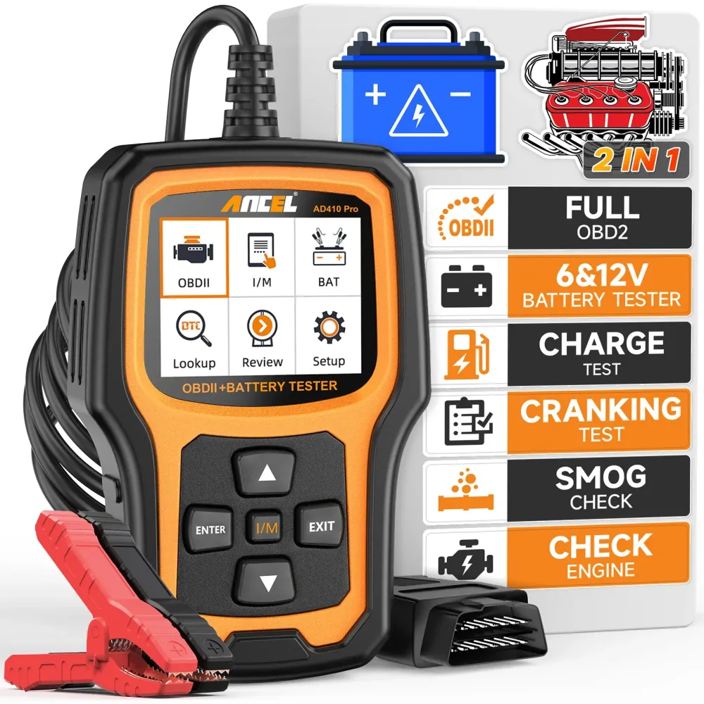 Ancel AD410 Pro Car OBD2 Code Reader Battery Test Full Diagnostics