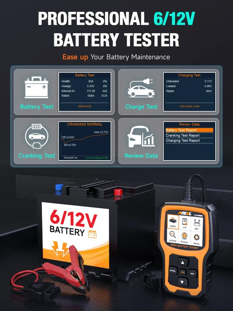 Ancel AD410 Pro Car OBD2 Code Reader Battery Test Full Diagnostics