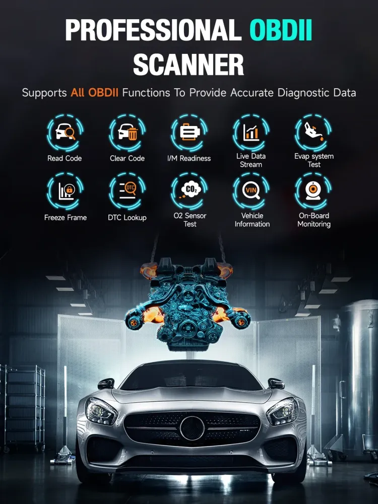 Ancel AD410 Pro Car OBD2 Code Reader Battery Test Full Diagnostics