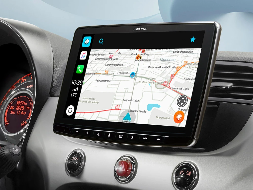 Apple Carplay, Android Auto i Fiat 500 Beige Interiør ( 2007-2015)