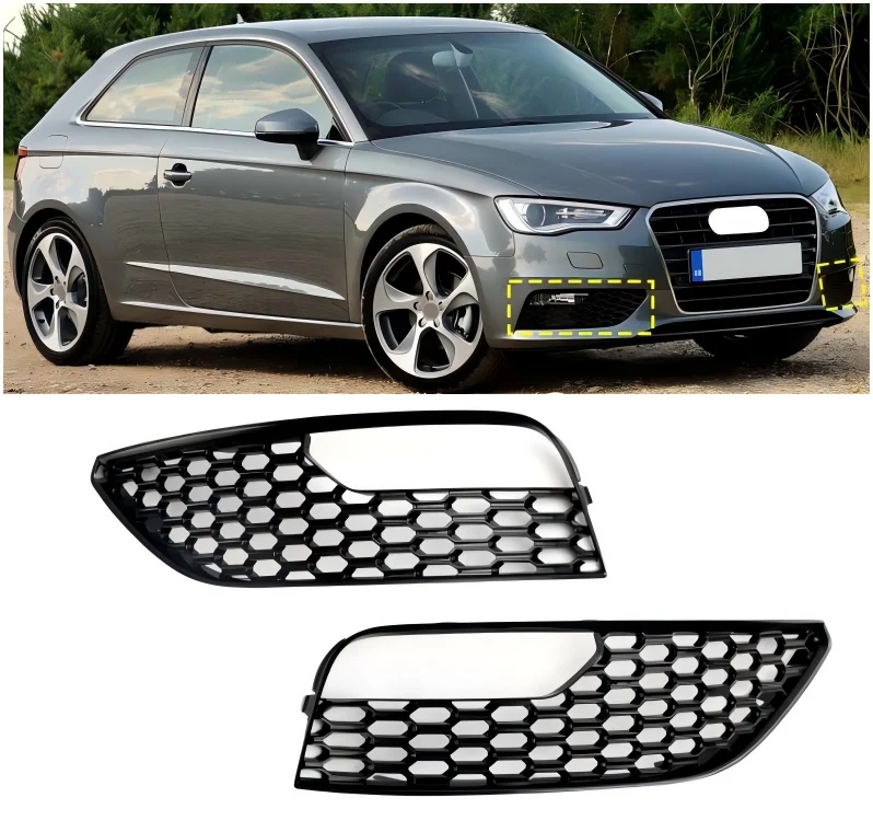 Audi A3 S3 2012-2016 Mesh Front Bumper Fog Light Surround Cover Grille 2PCS
