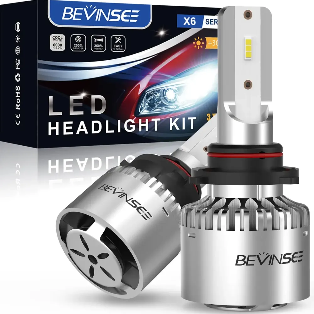 BEVINSEE 9006 HB4 Fog Light Bulbs 60W 6000K IP68 Pack 2