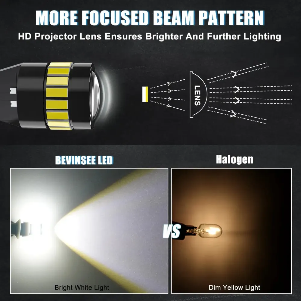 Bevinsee W5W T10 LED Bulb 12V CANBUS Interior Light 6500K