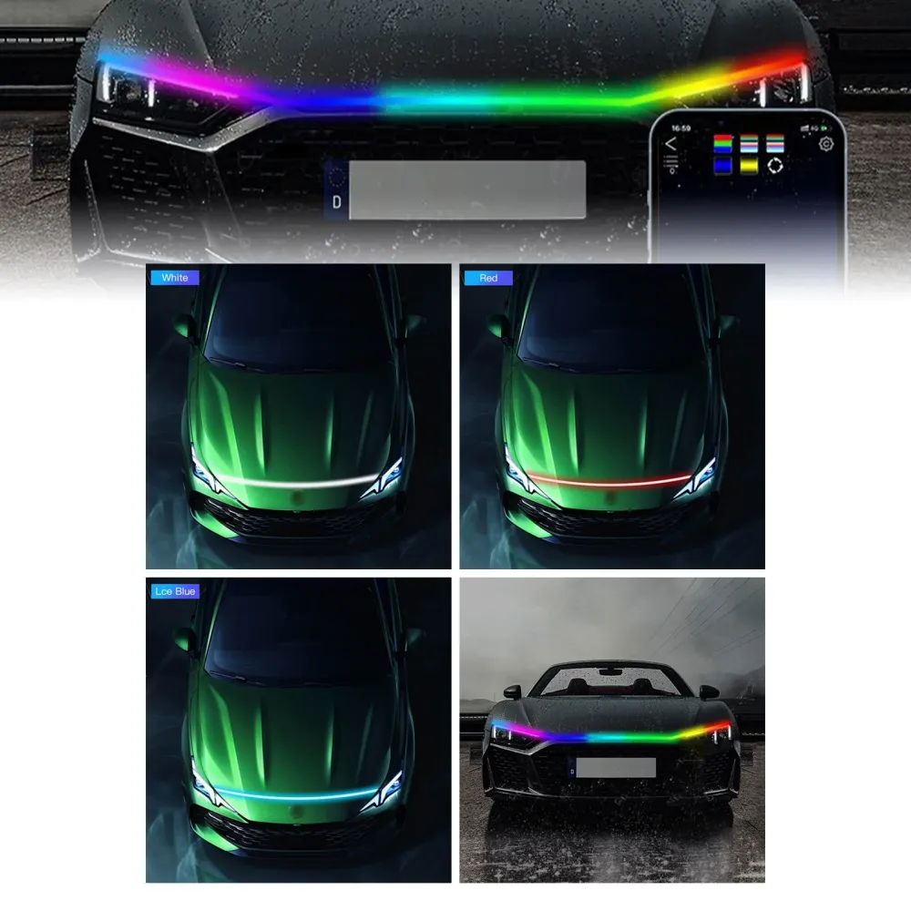 Bil hette led dagtid løpende lys stripe fleksibel dynamisk skanning oppstart