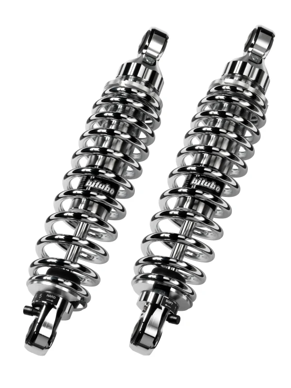 Bitubo WME0 Twinshocks Adjustable: Spring Preload, Rebound, Length 306mm, Chrome Edition