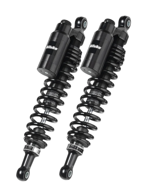 Bitubo WMT0 Twinshocks Adj.: Spring Preload, Reb., Comp., Length 371mm, Piggyback Tank Dark Edition