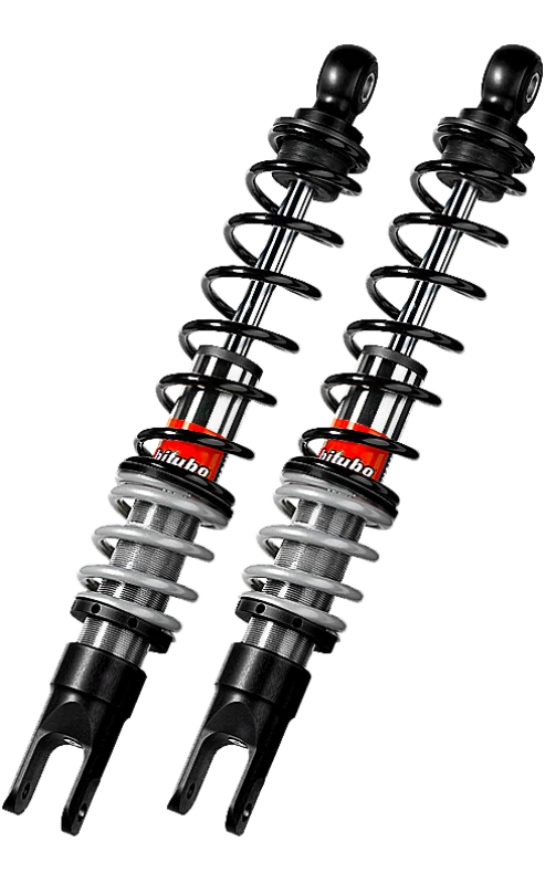 Bitubo YGB0 Twinshocks Rear Adjustable: Spring Preload, Red And Black Springs