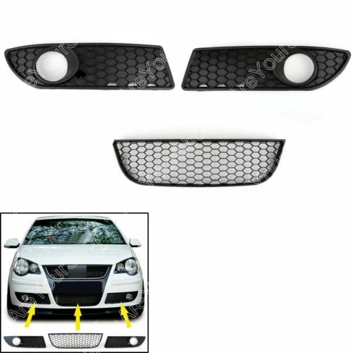 Black Center Polo GTI Front VW Nedre 9N3 Grille støtfanger Grill 2005-2009 tåke generisk