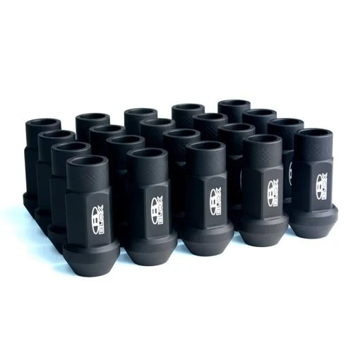 BLOX Racing Street Series Forged Lug Nuts - Flat Black 12 x 1.5mm - Set 20 (New Design)