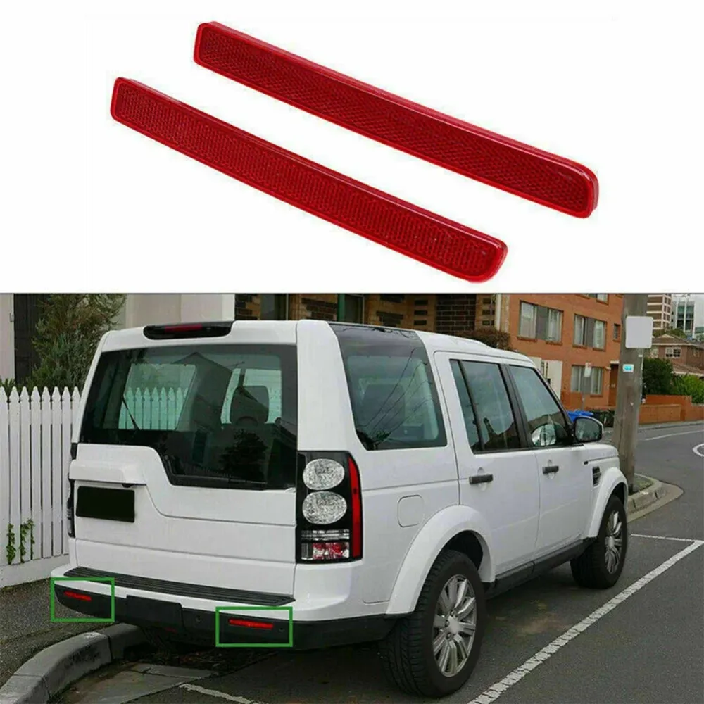Bumper Reflector Rear Light Kit Land Rover LR3 Discovery 3, 2 Pieces Red ABS Plastic