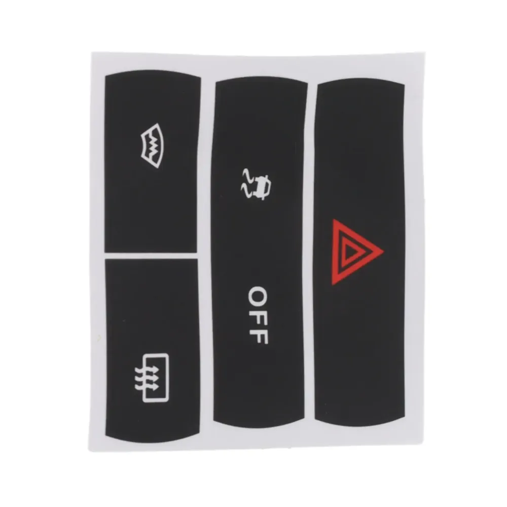 Button Repair Stickers Ford S-Max Hazard Defroster ESP Buttons High Grade Vinyl Black Overlay White Lettering