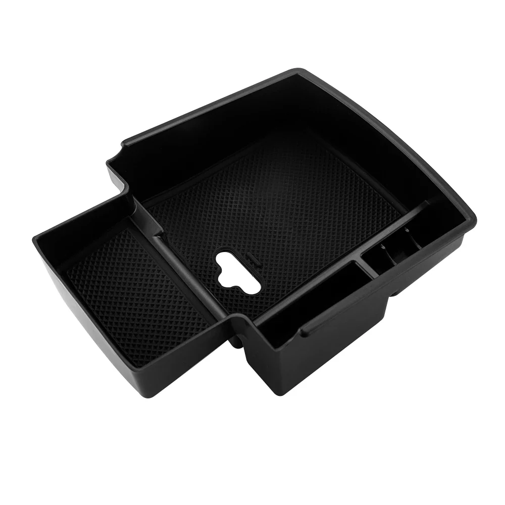 Center Console Armrest Organizer Tray Audi Q5 ABS Plastic Silicone Black Non-Slip Mat