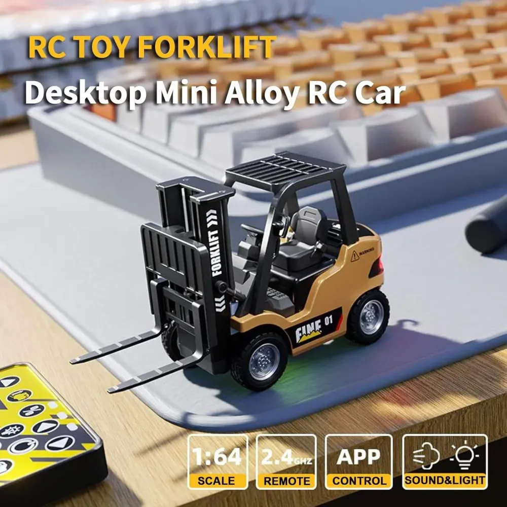 Conusea 1/64 Mini RC Forklift Alloy Electric Truck Sound Light