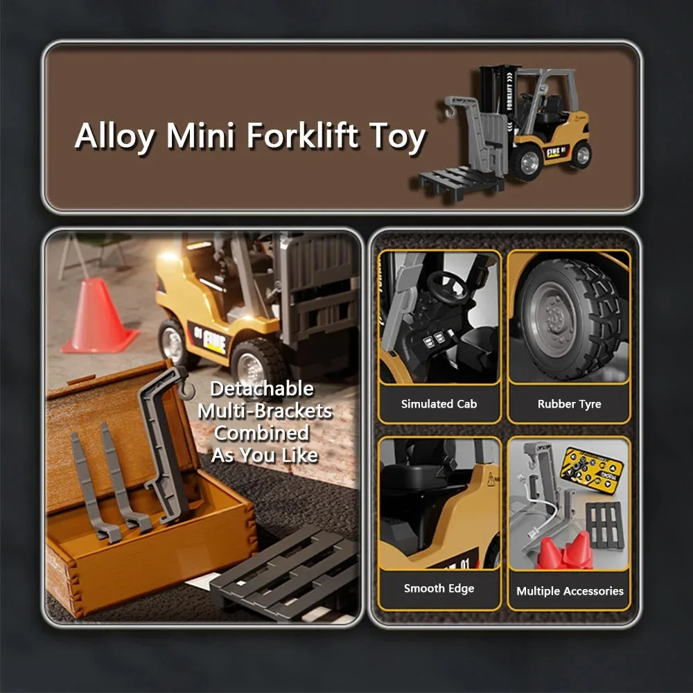 Conusea 1/64 Mini RC Forklift Alloy Electric Truck Sound Light