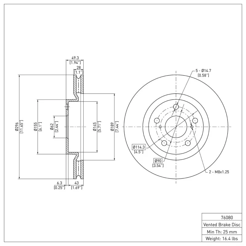 DFC 11-16 Scion tC Front Brake Rotor