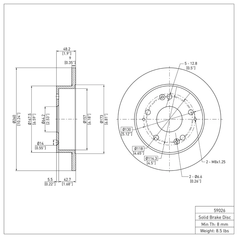 DFC 97-001 Acura Integra Rear Brake Rotor
