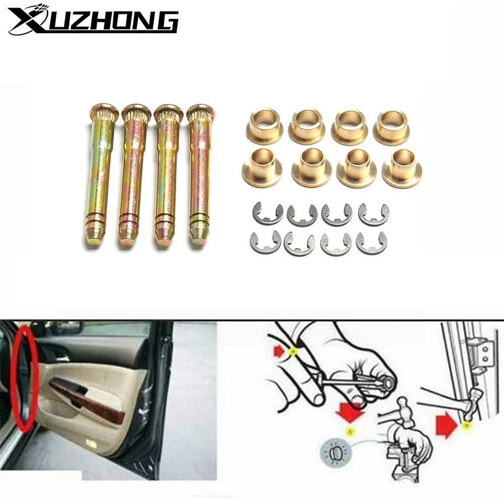 Door Hinge Pin Repair Kit Honda Civic DH-1004 Iron Bushing Four Hinges Bolts On