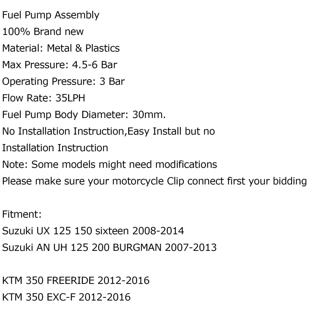 Drivstoffpumpe KTM PE 250 350 690 390 450 570 125 Duke 09-13 EX-F SX-F FREERIDE Generisk