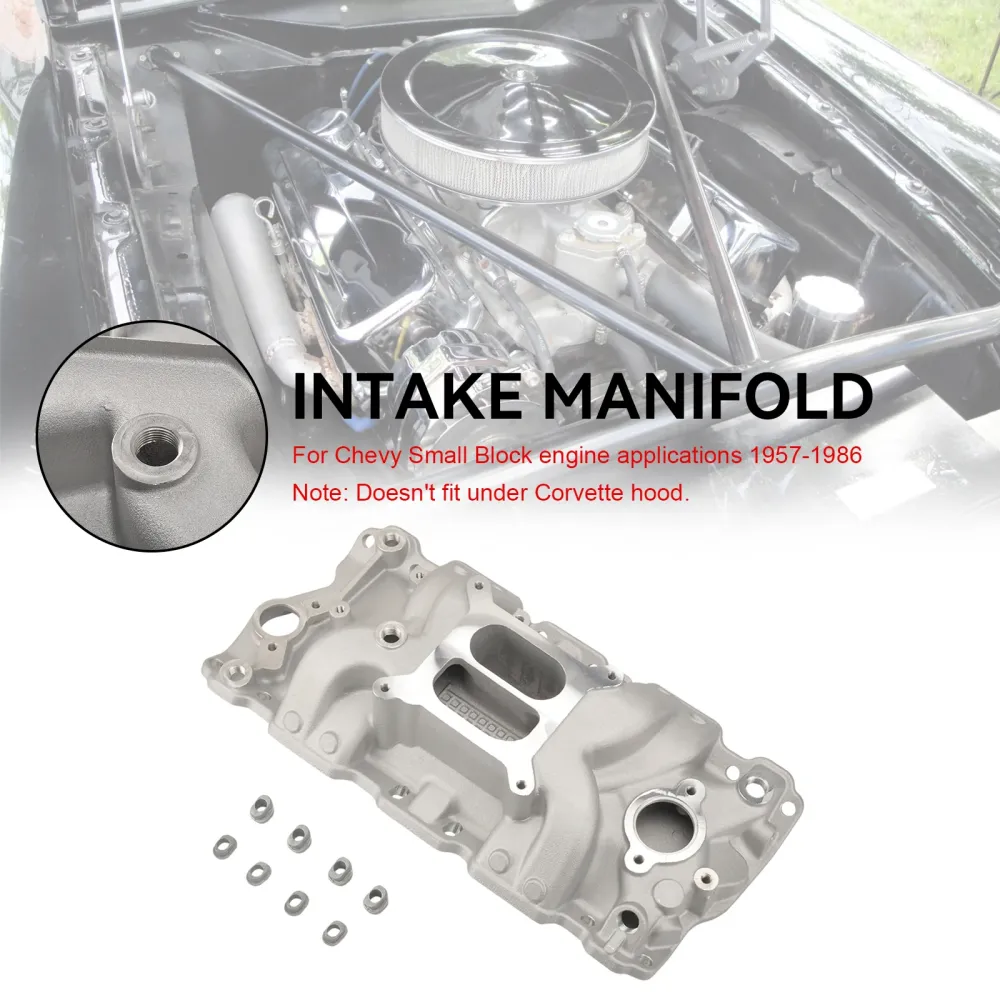 Dual Plane Intake Manifold Fit Chevy Small Block 305 327 350 400 57-86 High Rise