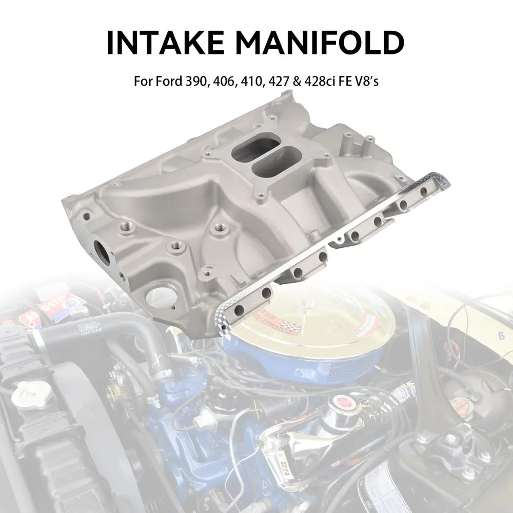 Dual Plane Satin Intake Manifold Fit Ford Fe 390 406 410 427 428 Aluminium