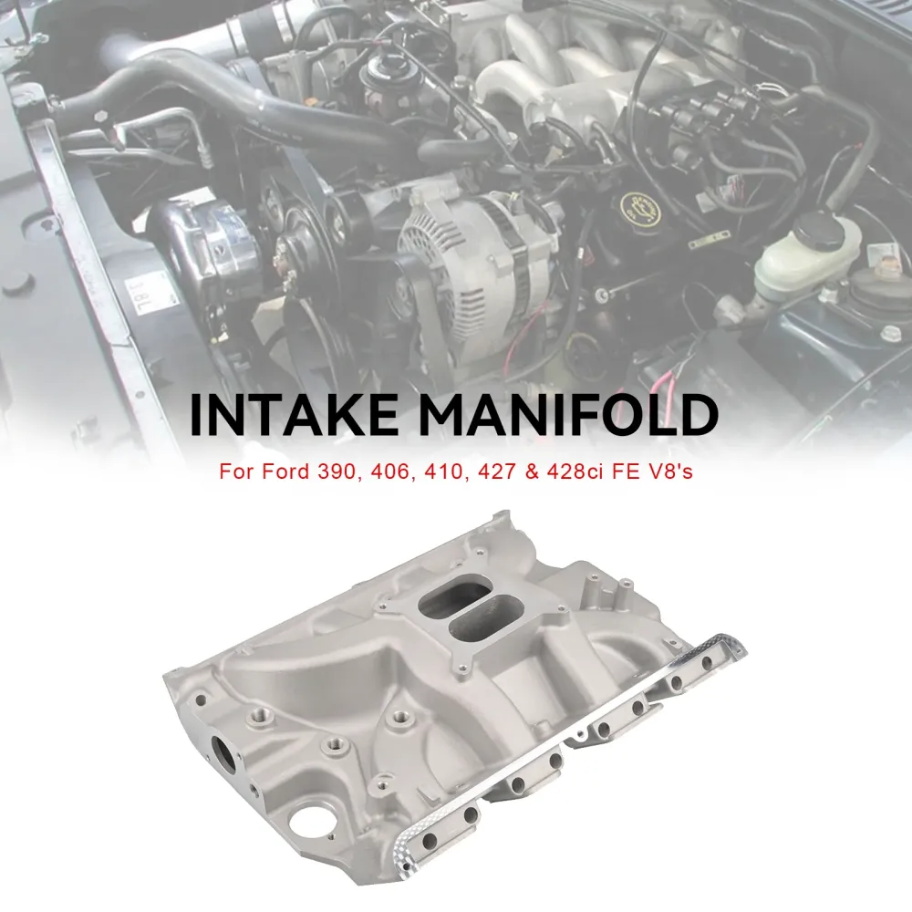 Dual Plane Satin Intake Manifold Fit Ford Fe 390 406 410 427 428 Aluminium