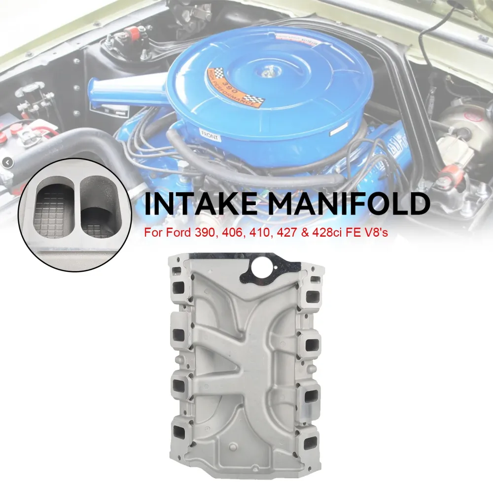 Dual Plane Satin Intake Manifold Fit Ford Fe 390 406 410 427 428 Aluminium