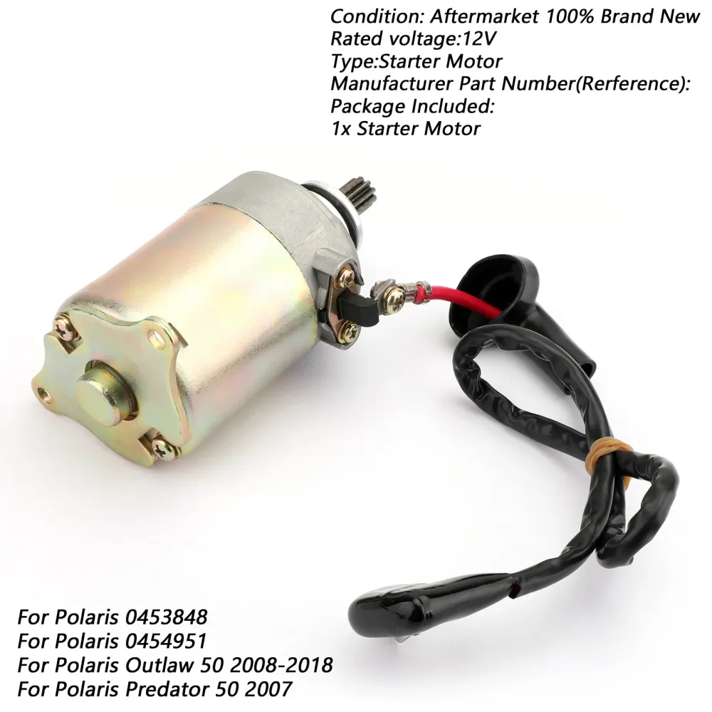 Elektrisk startmotor med ledning Polaris RZR 170 UTV 2009-17 0454488 0454945 generisk