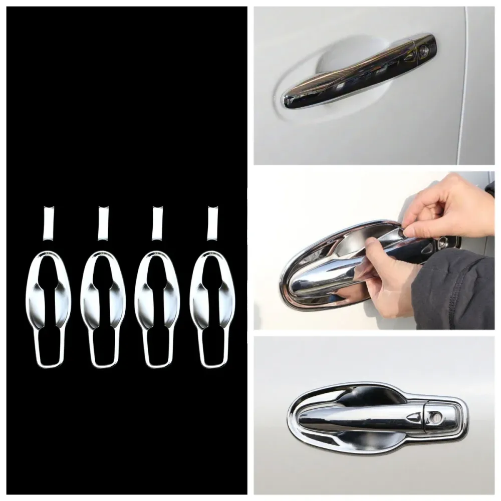 Exterior Door Handle Bowl Cover Trim Renault Koleos QM6 ABS Chrome Finish