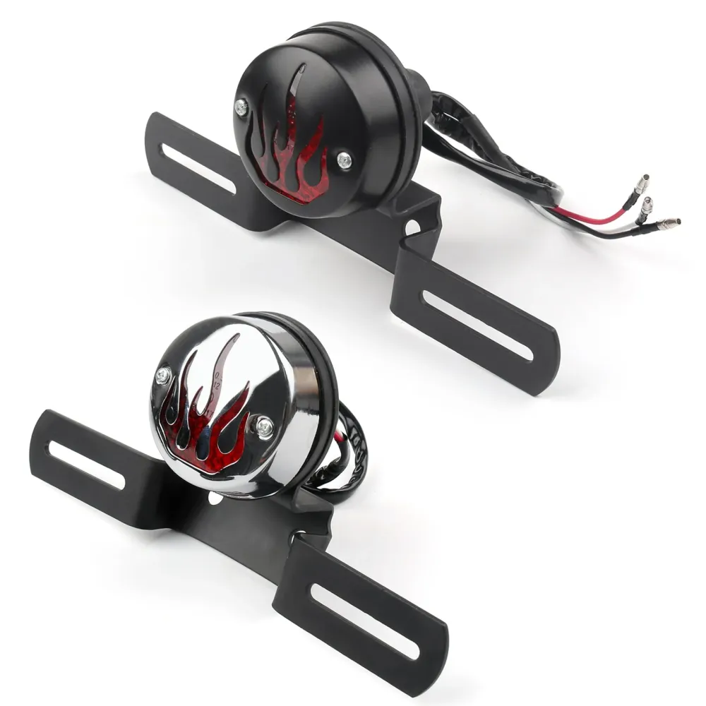 Flame Fire Back Fender Tail Light Brems Light Harley Cafe Racer Bobber, 2 Color Generic