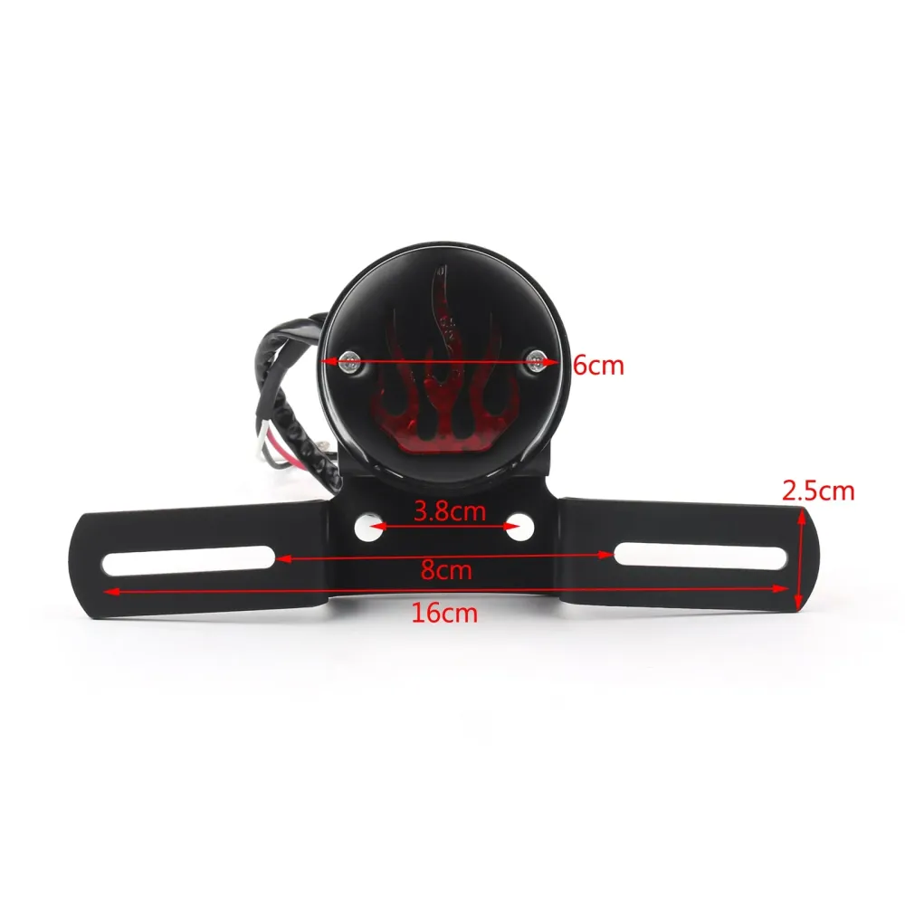Flame Fire Back Fender Tail Light Brems Light Harley Cafe Racer Bobber, 2 Color Generic
