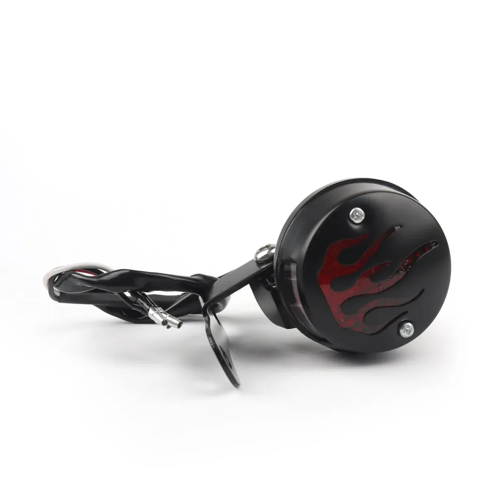 Rød flamme brann bak baklys bremselys Harley Cafe Racer Bobber, 2 farger