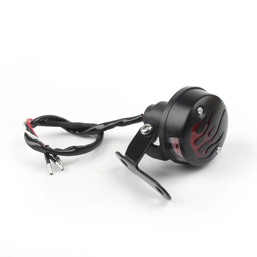 Rød flamme brann bak baklys bremselys Harley Cafe Racer Bobber, 2 farger