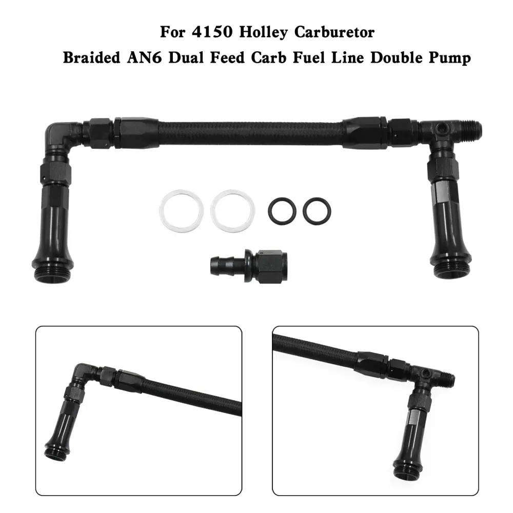 Flettet An6 Dual Feed Carb Fuel Line Double Pump 4150 Holley Carburetor