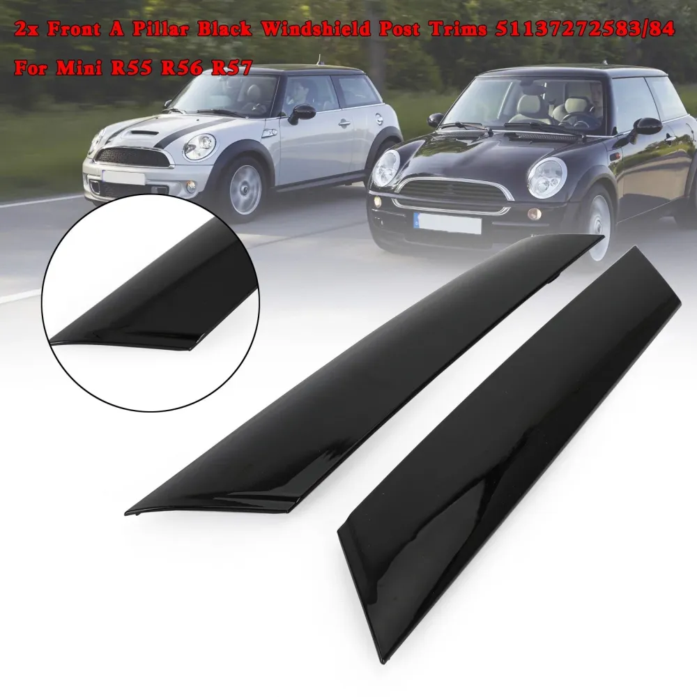 2x foran en søyle svart frontrute Post trims 51137272583/84 Fit Mini R55 R56 51137272583/84 generisk