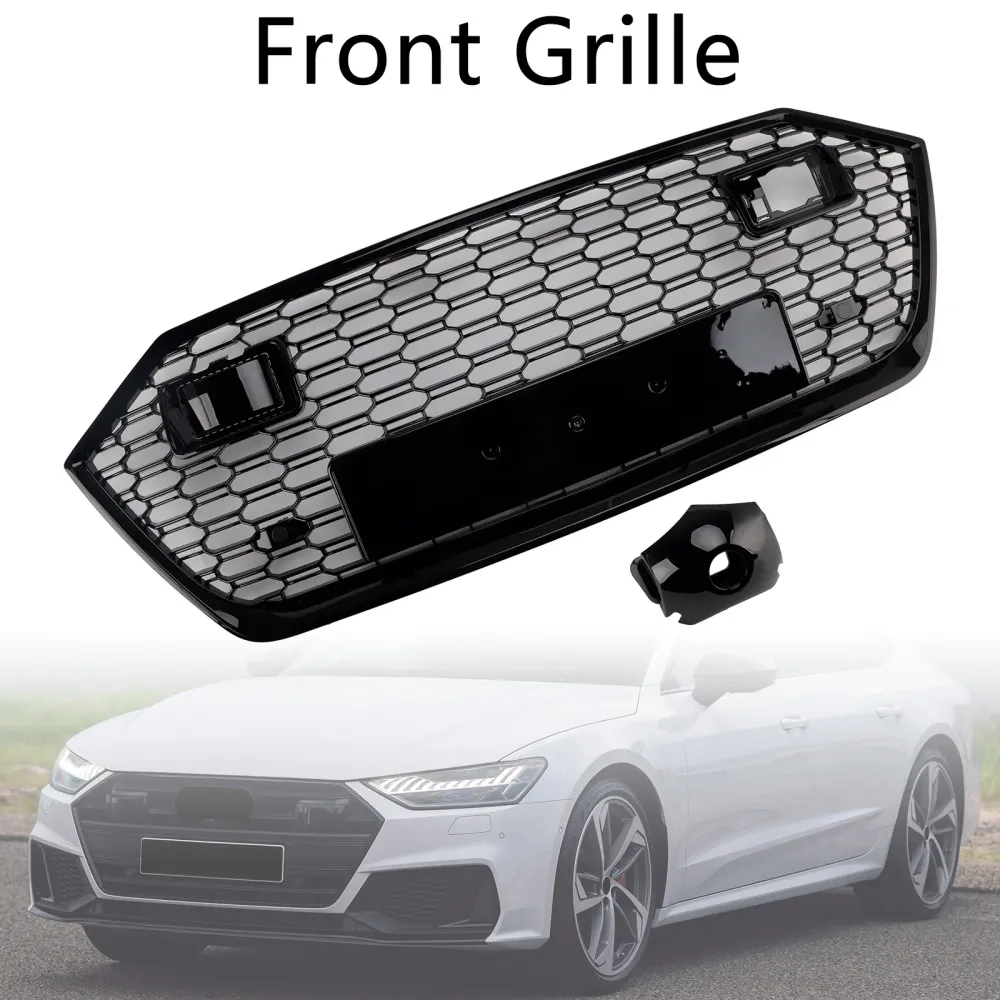 Front Bumper Grille Grill Fit Audi A7 C8 S7 2019-2024 W/ACC Black